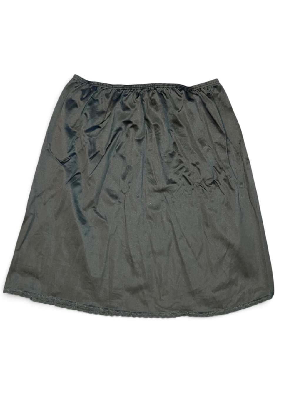 Vintage Vanity Fair Black Nylon Half Slip Lace Trim Small 18”